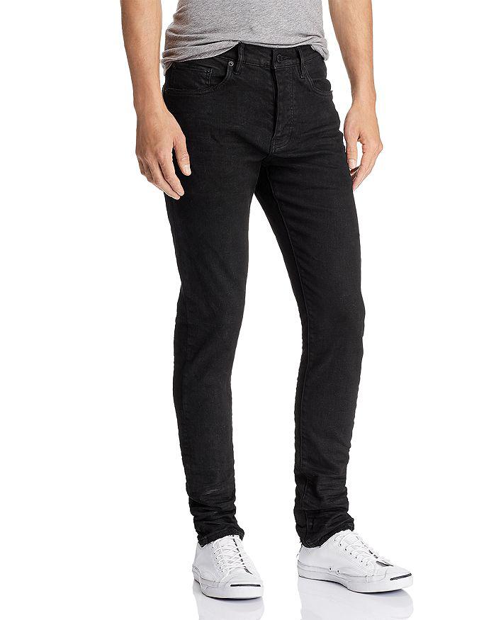 Purple Brand 3-D Resin Skinny Fit Jeans in Black Repair