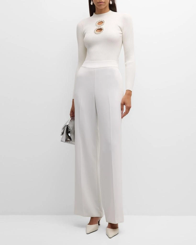 Milly Crystal-Embellished Cutout Knit Top 2