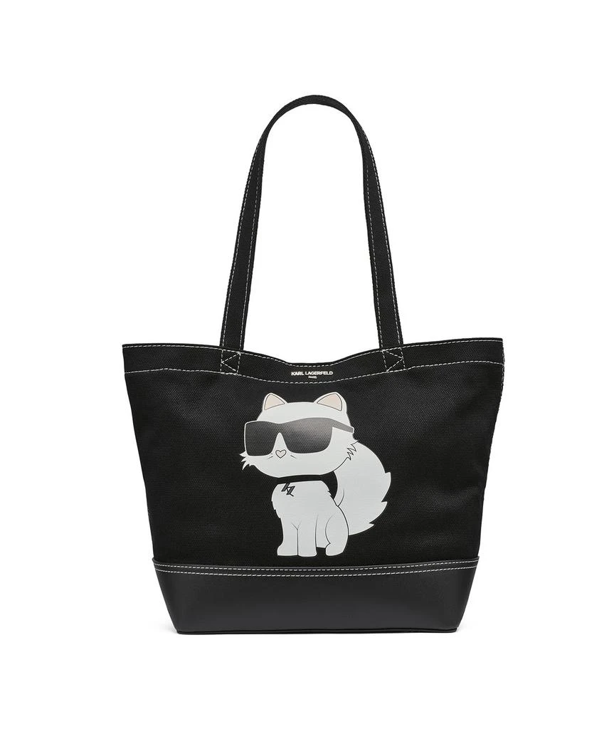 Karl Lagerfeld Paris CANNES CHOUPETTE HEAD EAST-WEST CANVAS TOTE 1