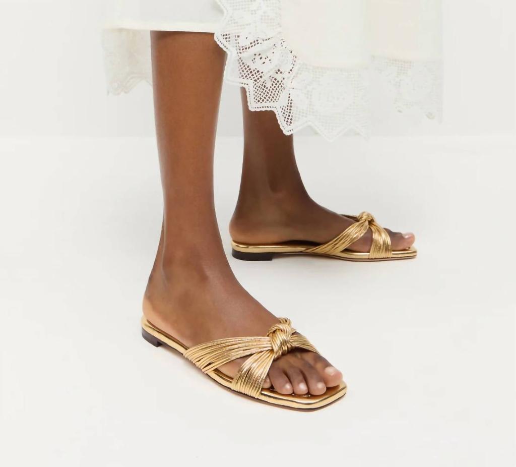 Shop Flossie Mignon Knot Flat Sandal In Champagne on Sale at
