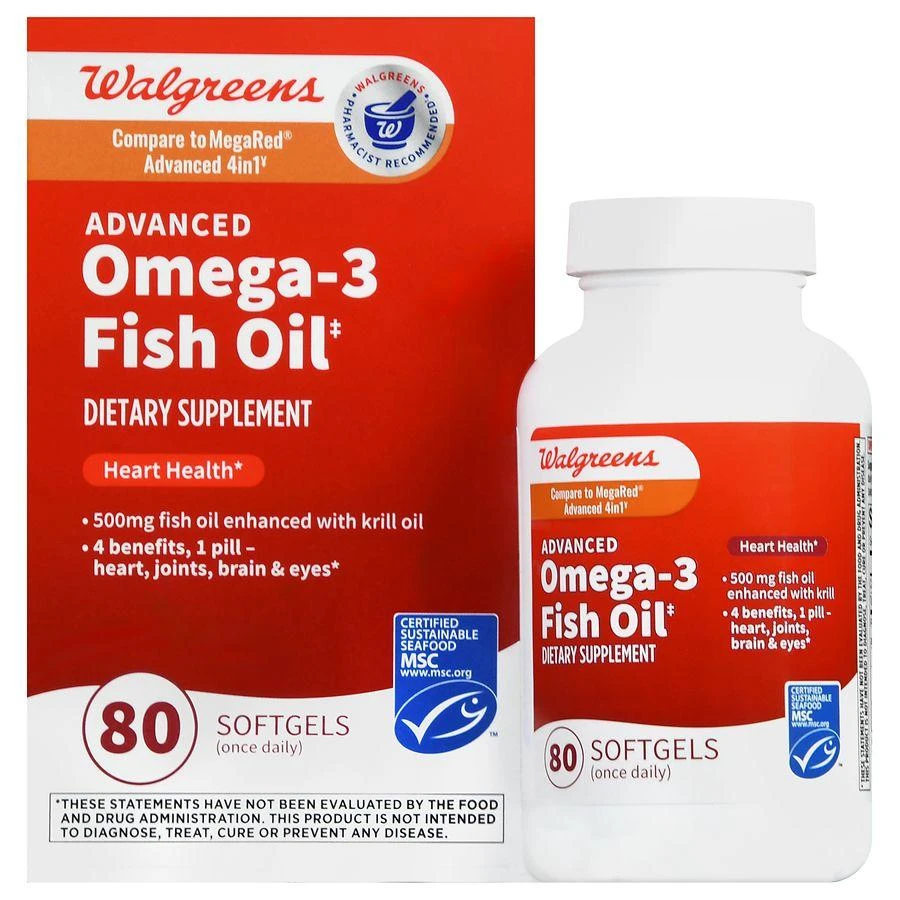 Walgreens Advanced Omega-3 Fish Oil 500 mg Softgels (80 days)