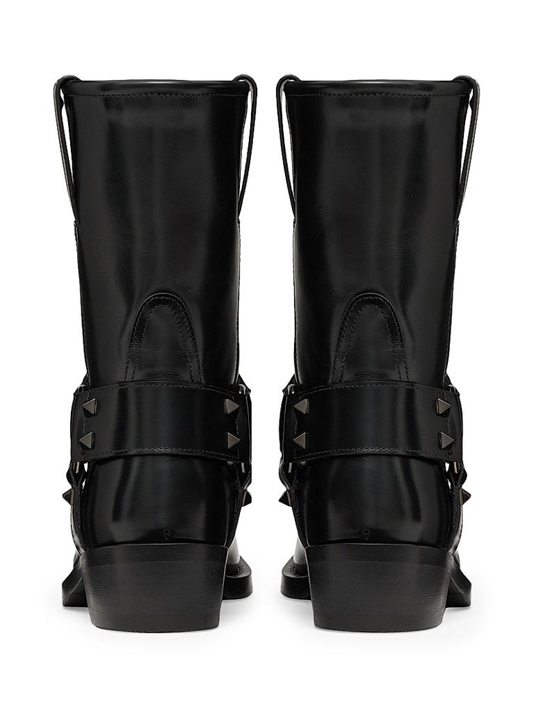 Valentino Rockstud 40MM Calfskin Biker Ankle Boots - Shoes