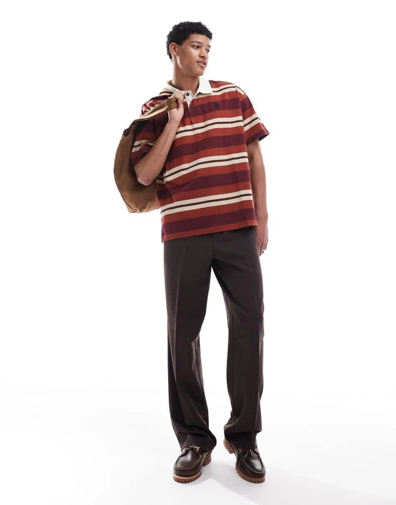 Timberland Timberland Striped rugby polo in burnt henna yd 3