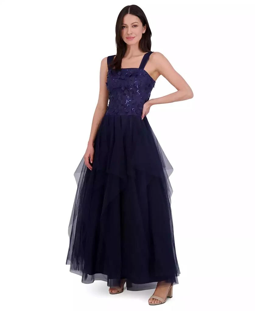 Eliza J Women's Embellished Flower Sleeveless Tulle Gown 2