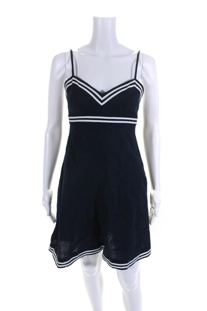 Zimmermann Womens Striped Trim Spaghetti Strap Short Dress Blue White