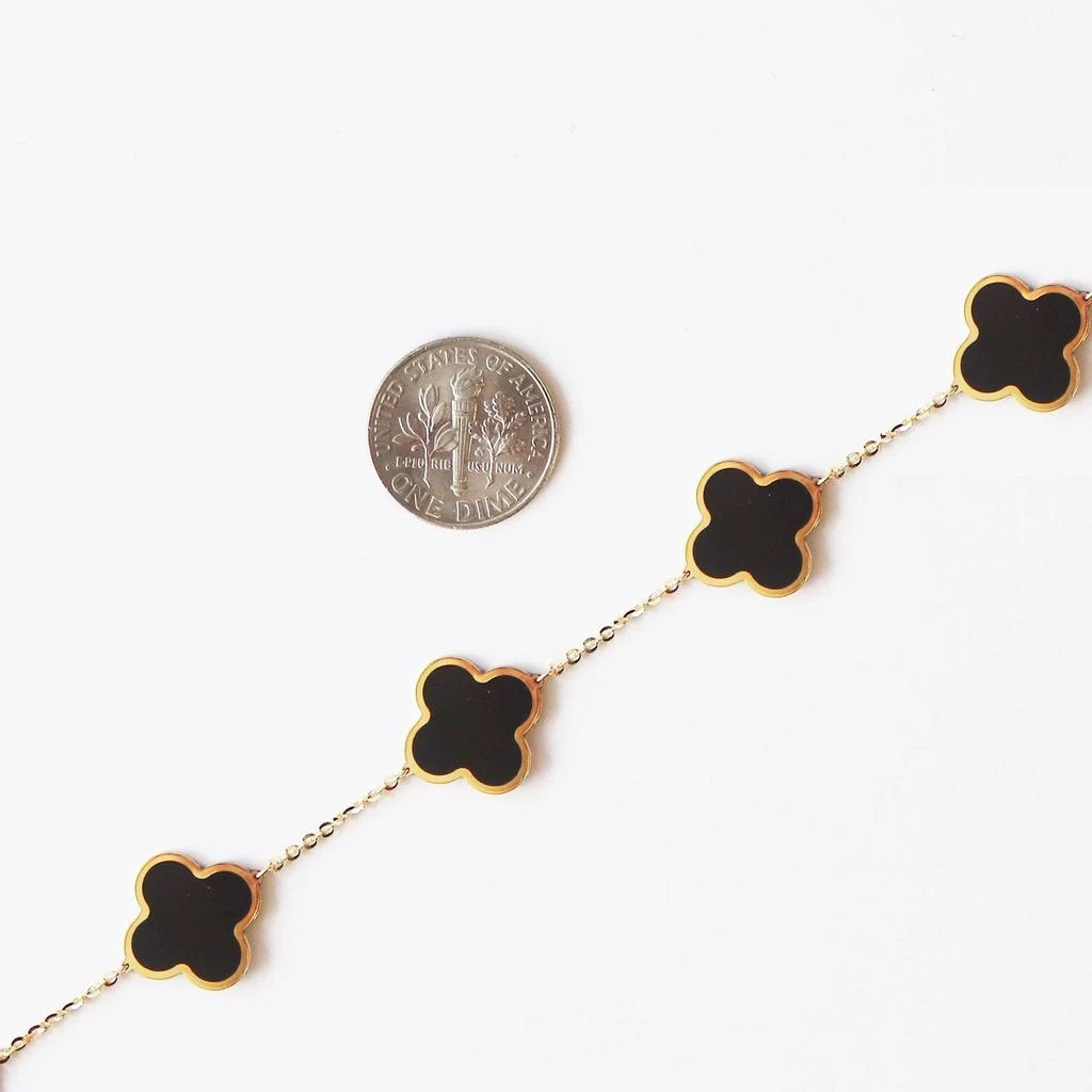 The Lovery Large Onyx Clover Necklace 4