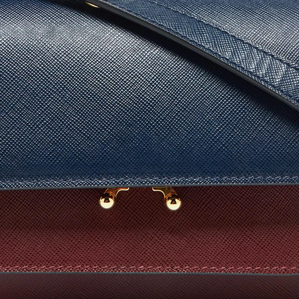 Marni Marni Burgundy/Navy Blue Leather Trunk Shoulder Bag 5