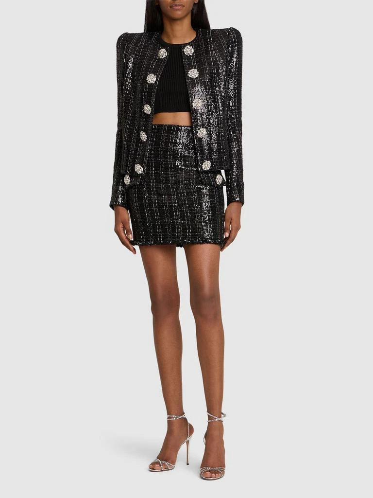 Balmain Glittered Tweed Mini Skirt 1