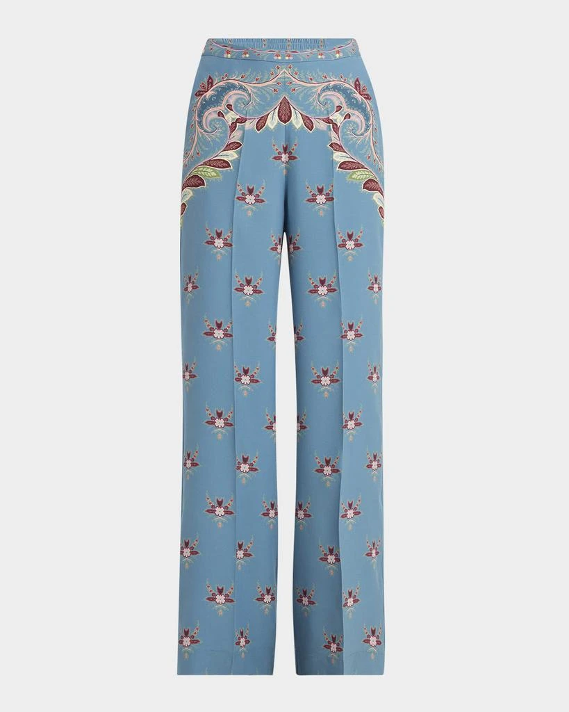 ETRO Largo Floral Paisley Silk Straight-Leg Pants 1