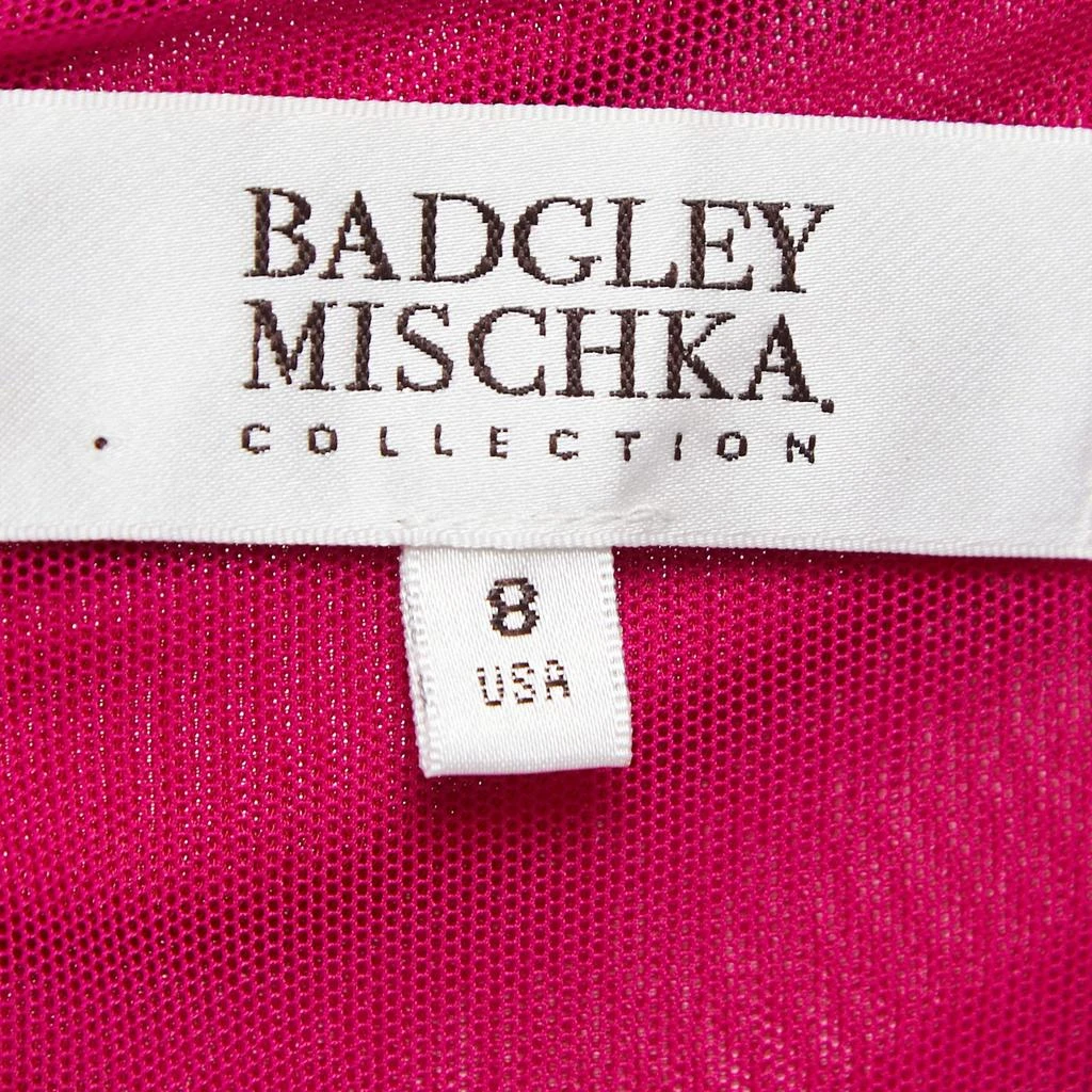 Badgley Mischka Badgley Mischka Pink Stretch Jersey Embellished Halter Gown M 4