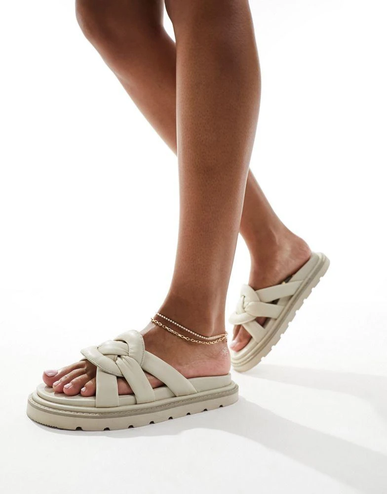 WALK LONDON Walk London Budapest Padded Sandals In Off White Leather 3