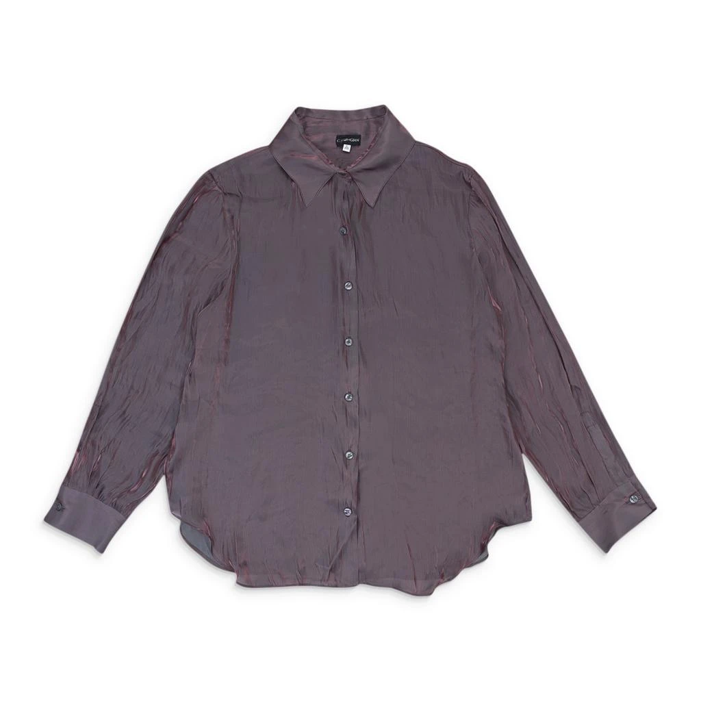 Callipygian CALLIPYGIAN IRIDESCENT MAROON BUTTON-UP 1