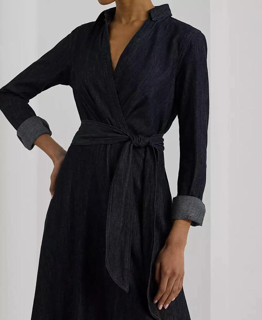 Ralph Lauren Women's Self-Belt Long-Sleeve Surplice Georgette Midi Dress 4