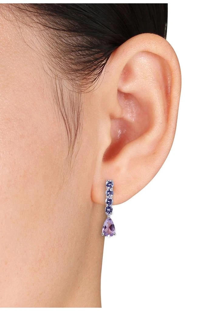 DELMAR Sterling Silver Amethyst 
Tanzanite Drop Earrings 2