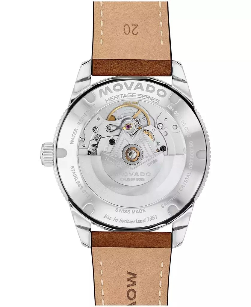 Movado Men's Calendoplan S Swiss Automatic Cognac Leather Watch, 40mm 3