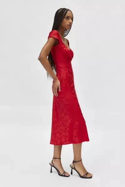 Kiss The Sky Kiss The Sky Bella Rossa Flora Jacquard Satin Midi Dress 3