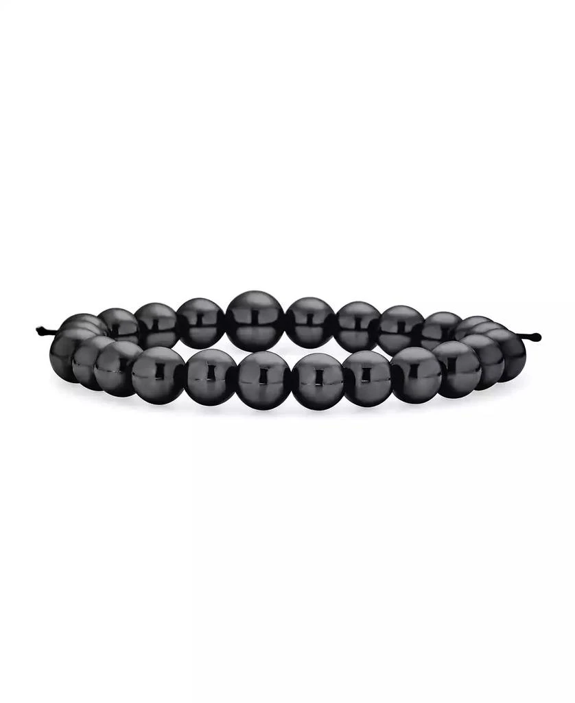 Bling Jewelry Mala Prayer Black Grey Natural Hematite Strand Ball Bead Stretch Bracelet 8MM