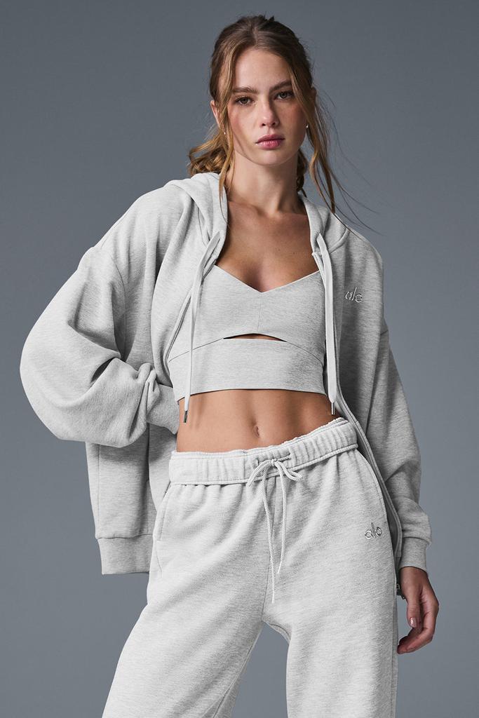 alo Accolade Hoodie ライトグレー フーディ　S Accolade Full Zip Hoodie - Athletic Heather Grey | ALO