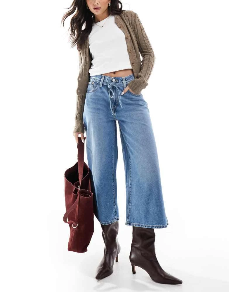 Levi's Levi's XL culotte jeans with tie waist detail in mid blue 1