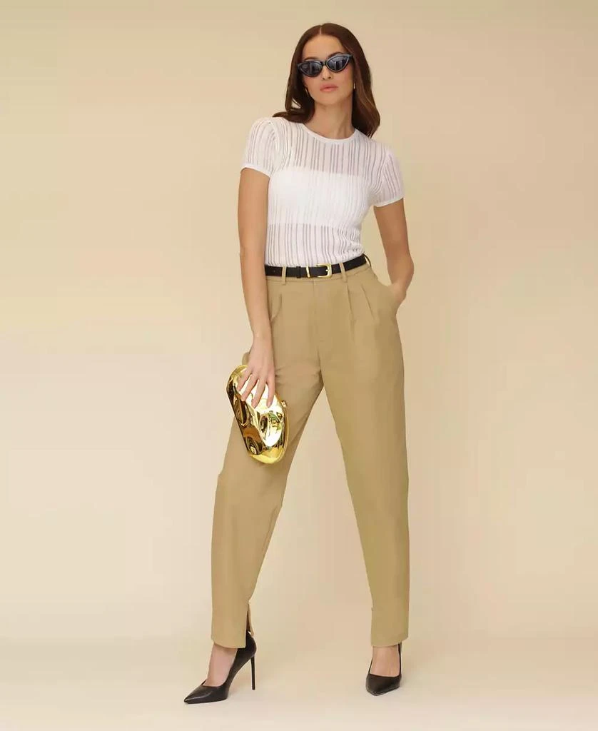 Avec Les Filles Women's High-Waisted Belted Tapered Pants 8