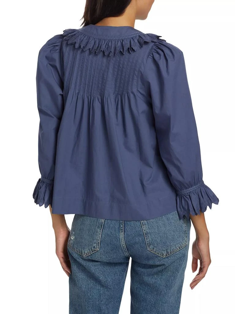 DÔEN Hickory Cotton Poplin Ruffled-Sleeve Top 5