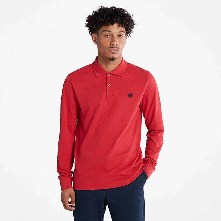 Timberland Millers River LS Polo Shirt for Men in Red