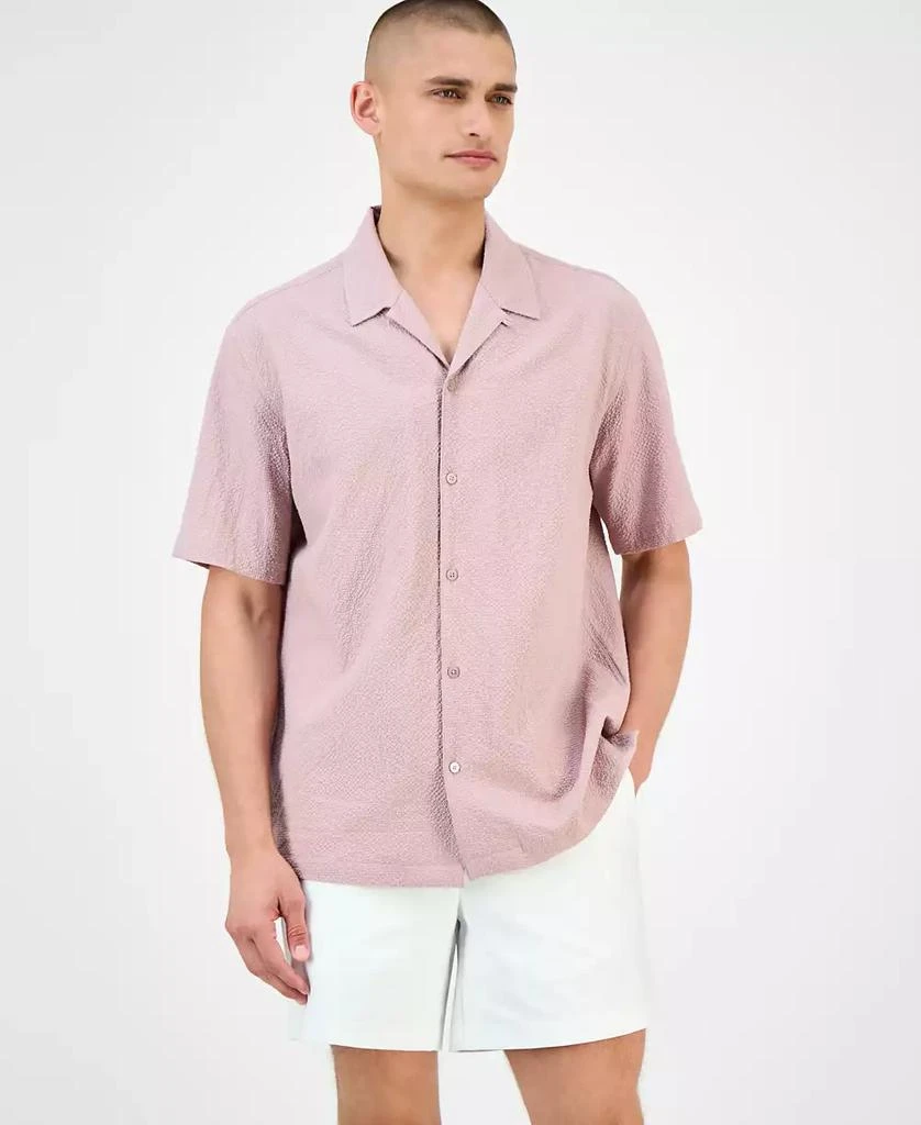 Macy's Alfani Men's Short Sleeve Puckered Button-Front Camp Shirt, Exclusively at Macy's 1