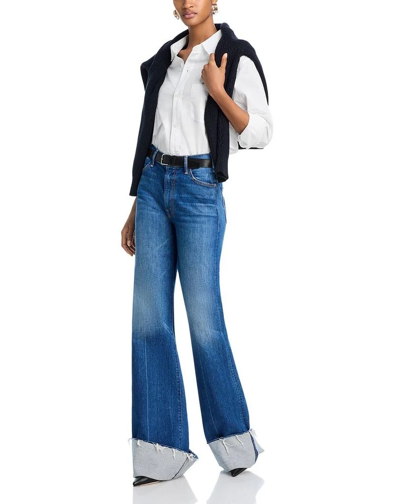 MOTHER Hustler Roller Heel Frayed Cuff Jeans in It's A Small World 2