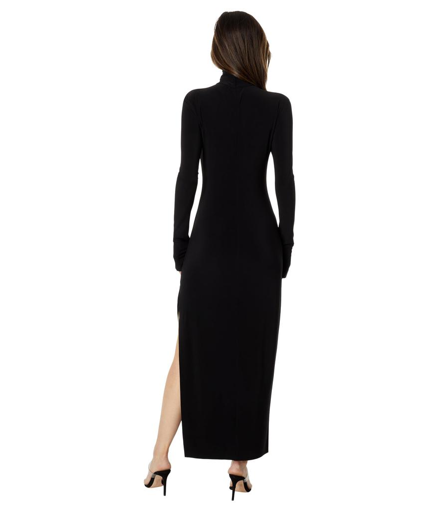 Norma Kamali Long Sleeve Turtleneck Side Slit Gown