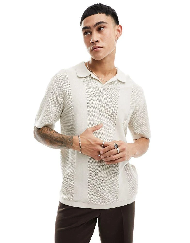 Cotton:On Cotton On knitted polo shirt in stone 3