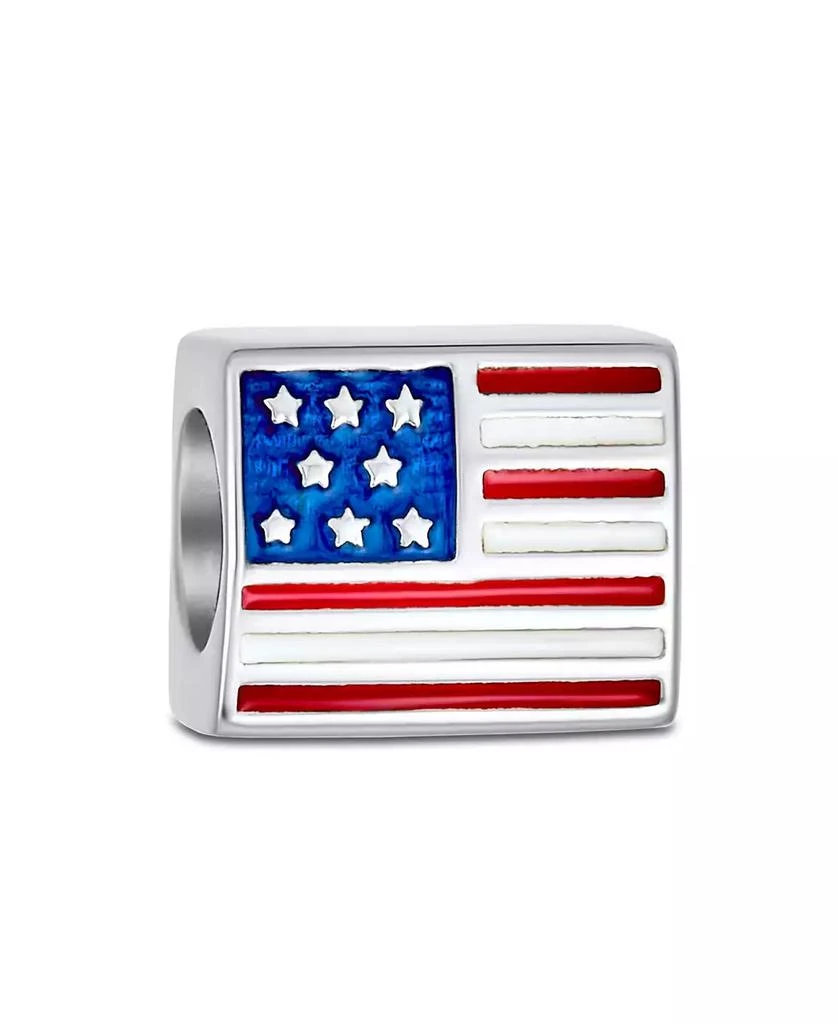 Bling Jewelry Patriotic USA Flag Star Charm Bead in Sterling Silver European Bracelets