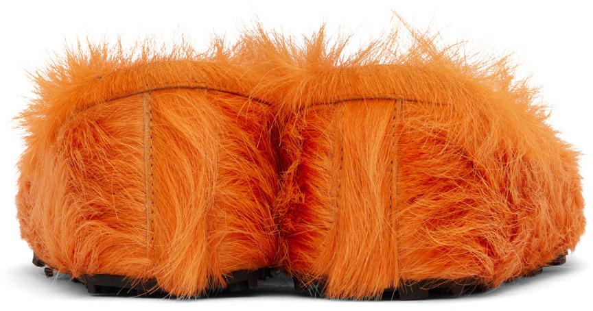Marni Orange Calf-Hair Moc Loafers