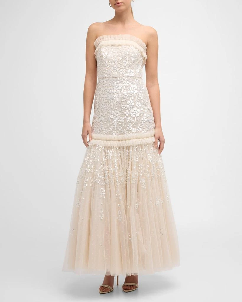Needle & Thread Regal Rose Strapless Floral Sequin Tulle Gown 1