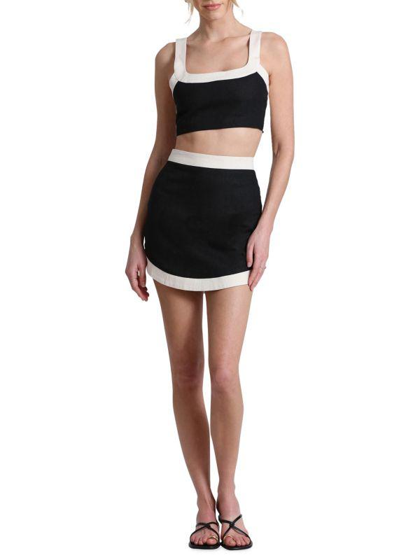 Avec Les Filles 2-Piece Linen Blend Top & Skirt Set