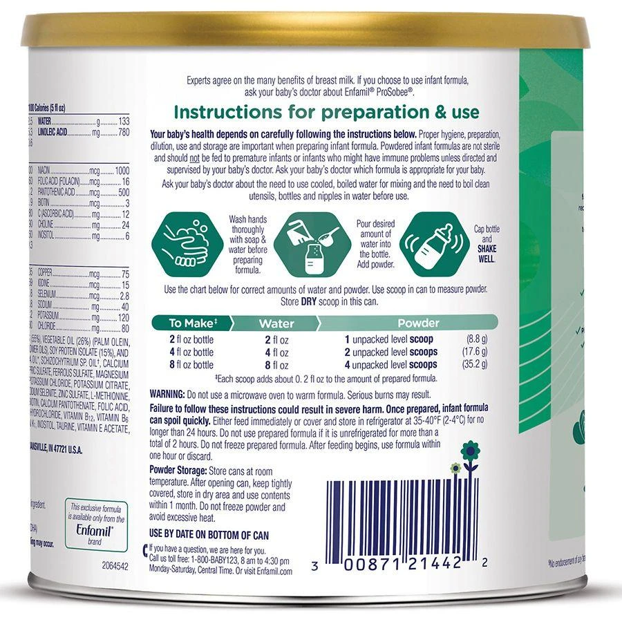 Enfamil ProSobee Soy-Based Infant Formula Lactose Free Powder 2