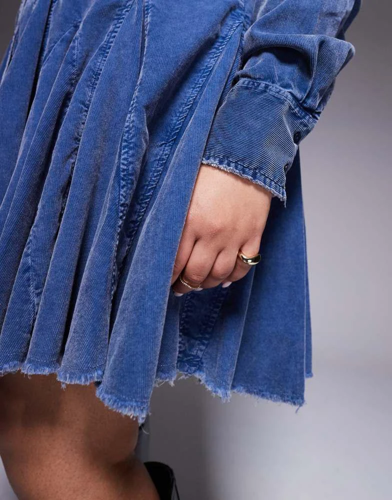 ASOS ASOS DESIGN Curve cord shirt dress with nipped in waist and godets in  washed denim blue - Jackets - Free Shipping - BeyondStyle