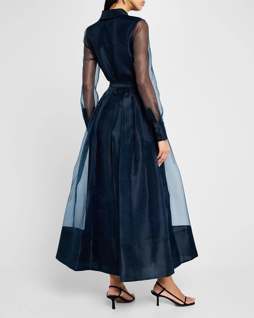 SIMKHAI Montgomery Pleated Organza Maxi Shirtdress 4