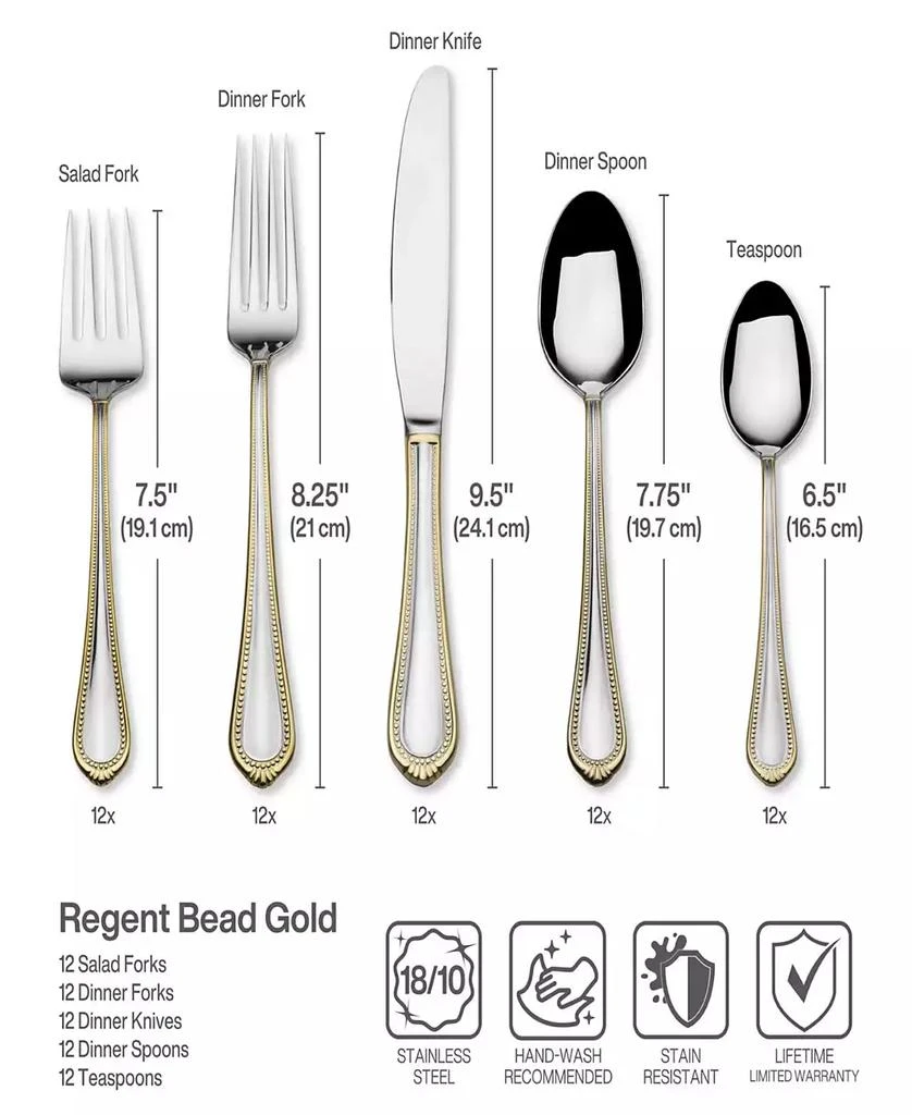 Mikasa Regent Bead Gold 65 Piece Flatware Set 3