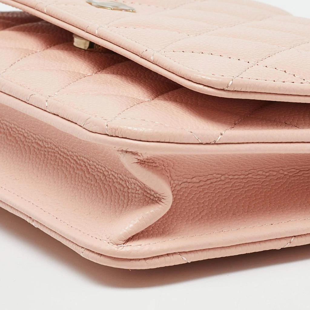 Chanel Chanel Peach Quilted Caviar Leather CC Flap Wallet on Chain 14