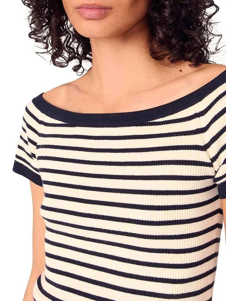 Maje Rib Knit Short Sleeve Boat Neck Top 5