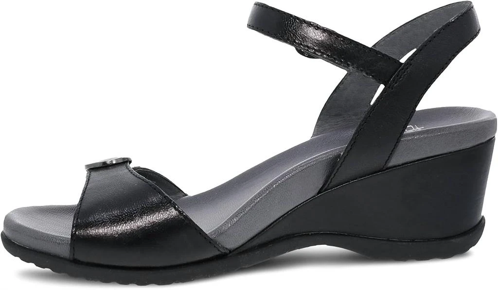 Dansko Women's Arielle Wedge Sandal In Black Glazed 4