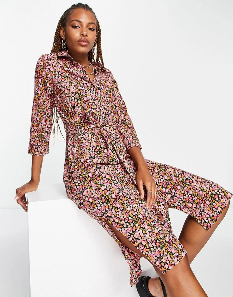 vero moda pink floral dress Marquee Pink Floral Plunge Neckline Dress
