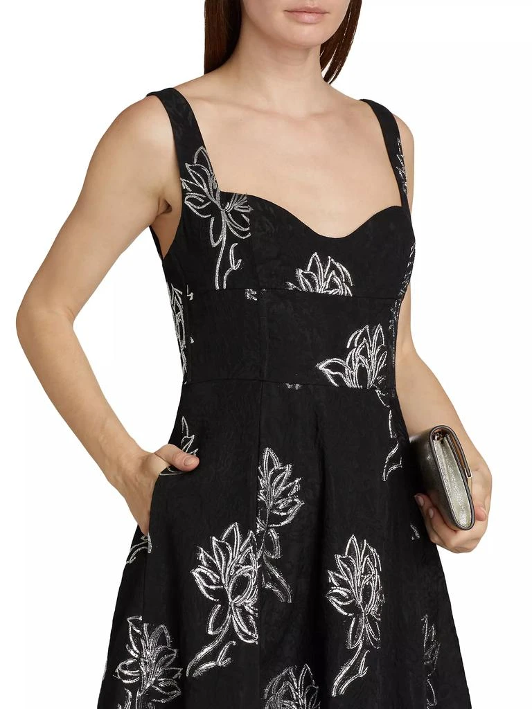 Monique Lhuillier Thalia Floral Jacquard A-Line Gown 6