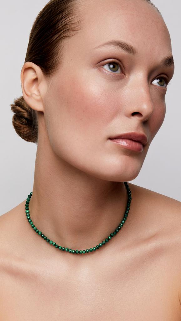 MATEO Malachite Beaded Necklace - 4mm Beads