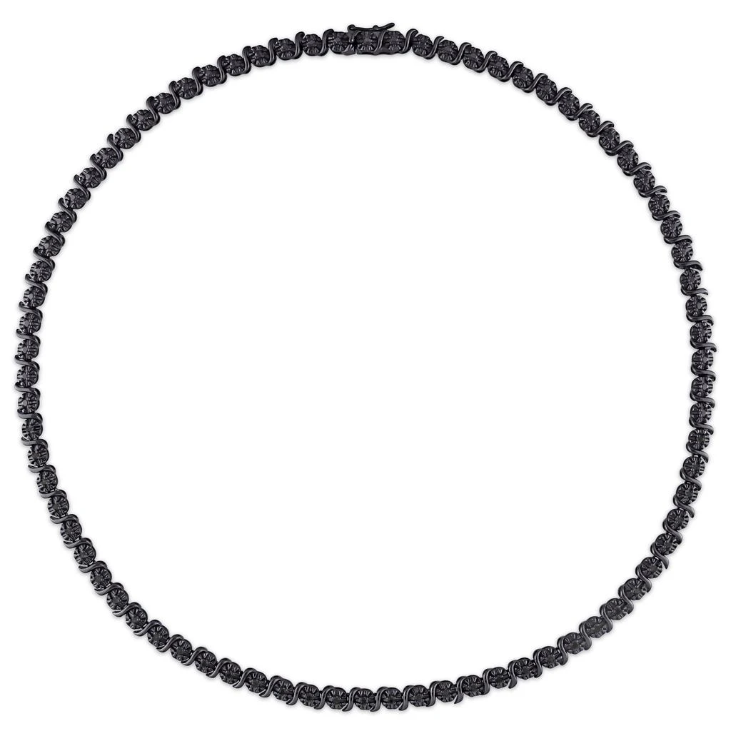 Mimi & Max 1 1/2ct TDW Black Diamond Tennis Bracelet and Necklace Set Sterling Silver Black Rhodium 6