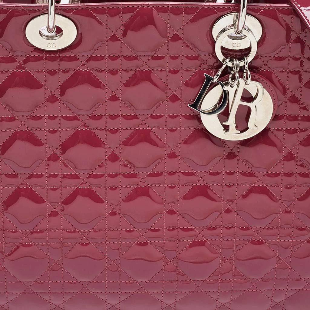 Dior Dior Fuchsia Cannage Patent Leather Large Lady Dior Tote 5