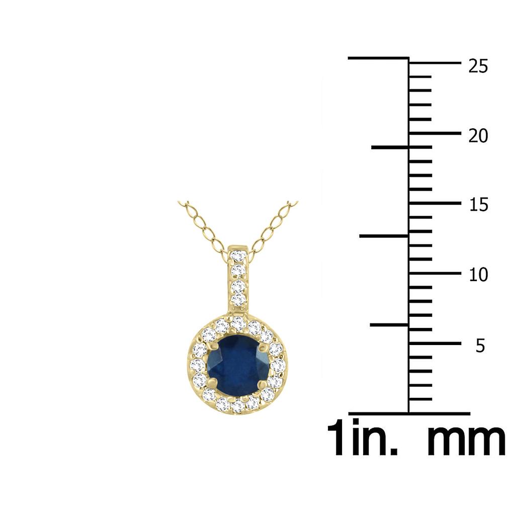 SSELECTS 1/2 Carat Tw Halo Sapphire And Diamond Pendant In 10K