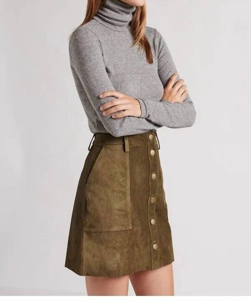 Current Elliott Leather Naval Suede Mini Skirt In Green