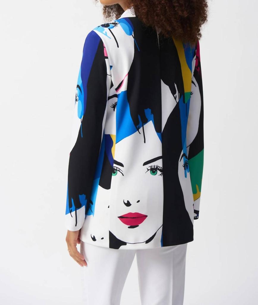JOSEPH RIBKOFF Joseph Ribkoff - Face Print Color Block Blazer Jacket