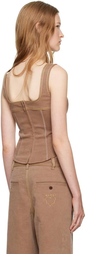 Marni Brown Contrast Stitching Denim Tank Top 3